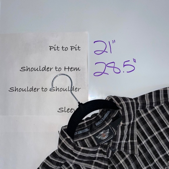 HARLEY-DAVIDSON Button Down Embroidered Large Flame Classic Logo Neutral Plaid - Picture 10 of 10